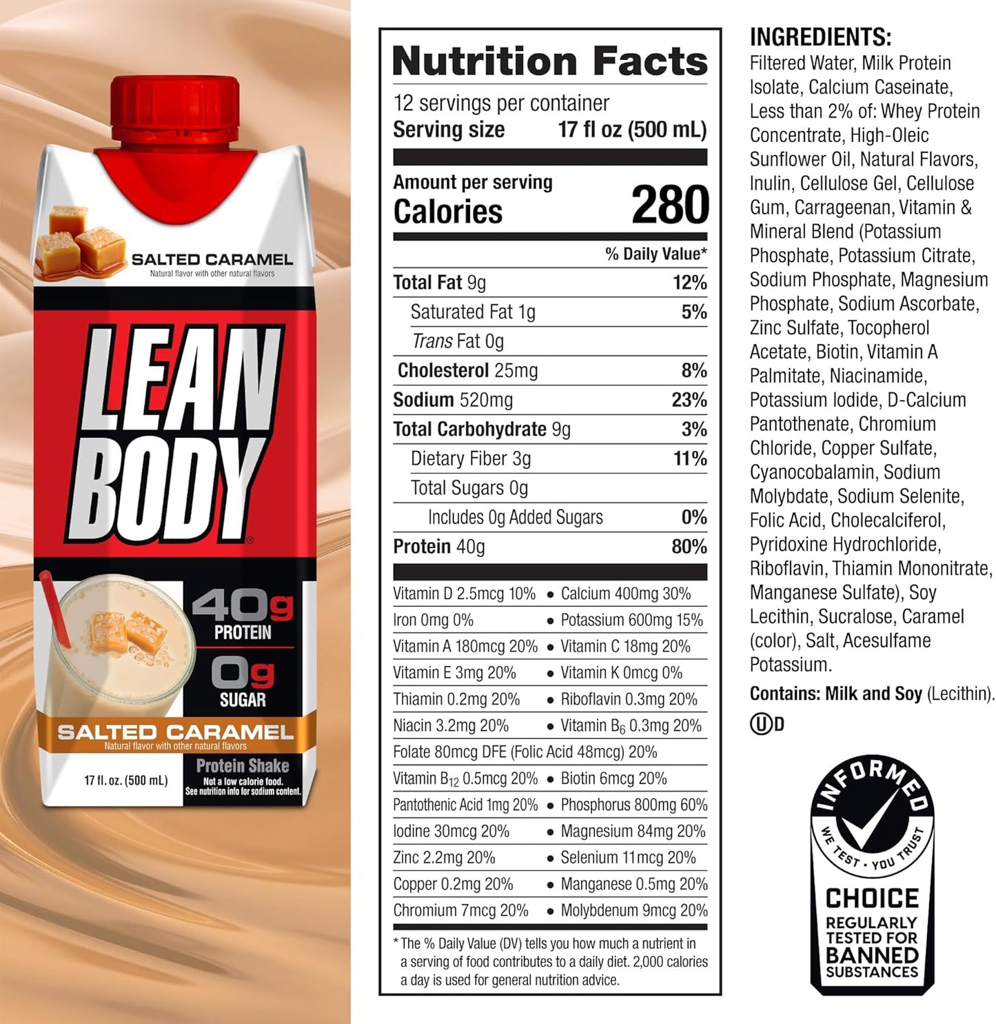 Labrada丨Lean Body 蛋白飲品 - 海鹽焦糖
