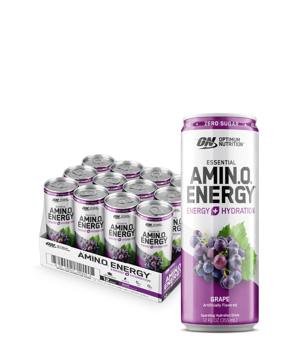 Optimum Nutrition丨Amino Energy 氨基酸能量飲品 (含電解質) 12安士 - 葡萄 (一箱12罐)