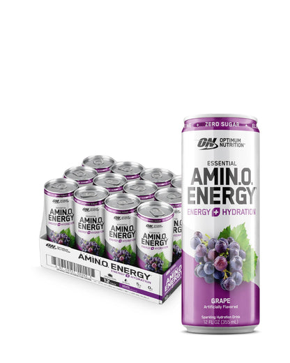 Optimum Nutrition丨Amino Energy 氨基酸能量飲品 (含電解質) 12安士 - 葡萄 (一箱12罐)